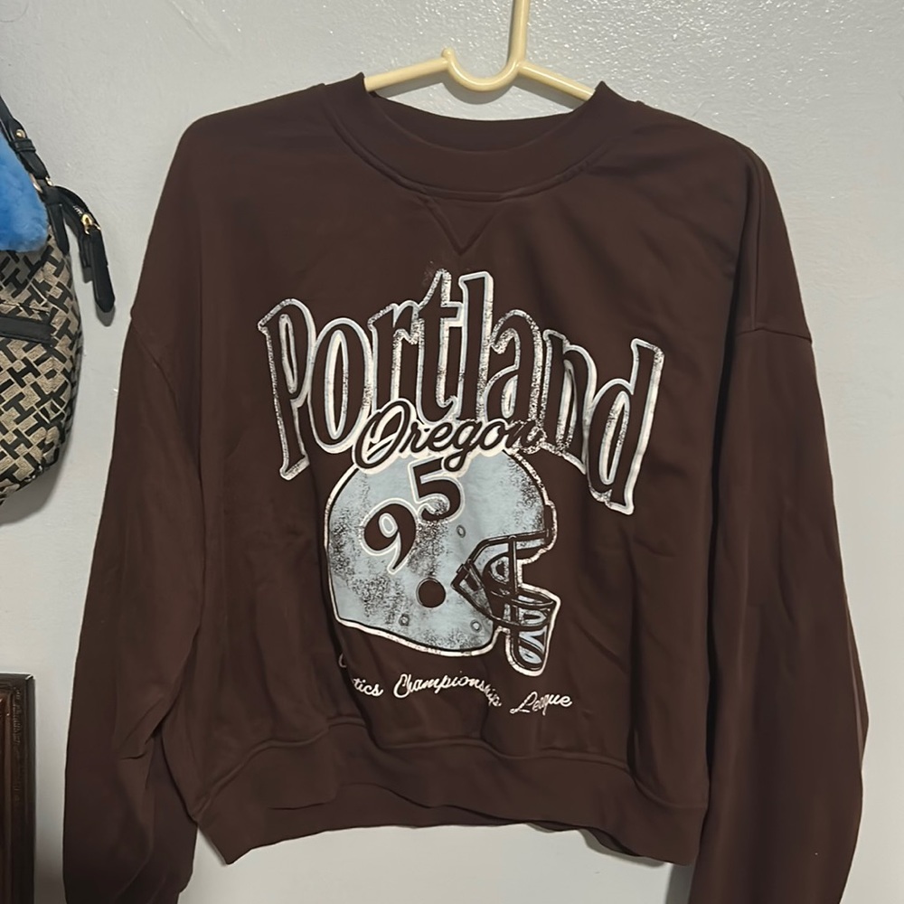 A brown sweatshirt , XL